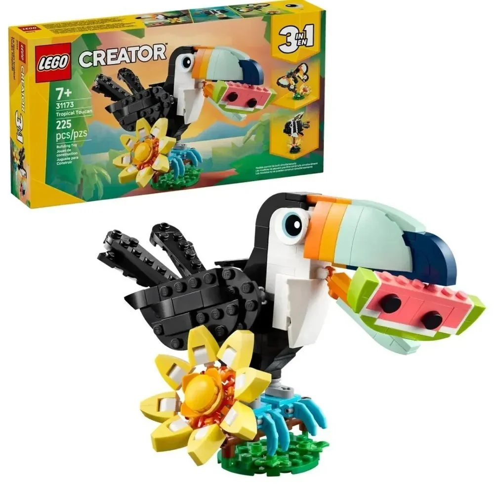 LEGO Creator Bird Toy 3-in-1 Tropical Toucan 31173 Building Kit (225 Pieces)